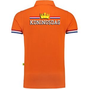 Luxe King poloshirt - 200 grams katoen - Koningsdag - oranje - heren - Koningsdag kleding/ shirts