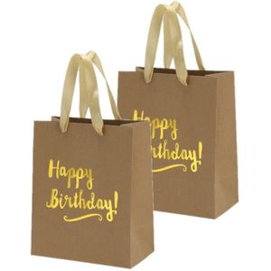 Set van 6x stuks papieren verjaardag giftbags/cadeau tasjes Happy Birthday 20 x 24 x 11 cm - cadeau tassen