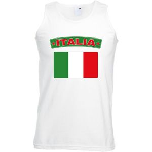 Italie singlet shirt/ tanktop met Italiaanse vlag wit heren