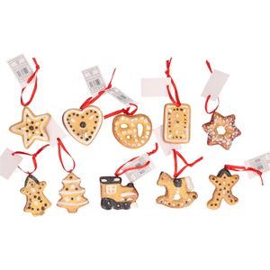 Kersthangers set van 10 stuks gingerbread / kerstkoekjes ornamenten 5 cm - Kerstboomversiering / kerstornamenten