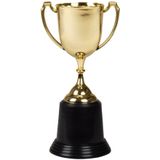 Trofee/prijs beker - goud - met handvaten - kunststof - 22 cm