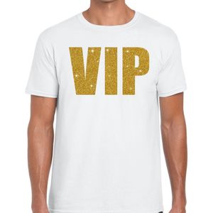 VIP goud glitter tekst t-shirt wit voor heren