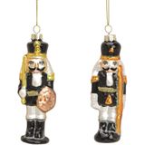 2x stuks kersthangers notenkrakers poppetjes/soldaten zwart 12 cm  - Kerstversiering/boomversiering - kerstornamenten