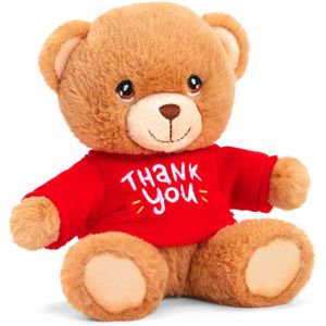 Keel Toys Pluche Beer Knuffel Thank You met Rood Shirt 14 cm