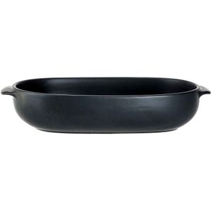 1x Zwarte ovenschalen 24 x 15,4 x 5,3 cm - Ovaal - Klassieke braadsledes - Ovenschotel schalen - Bakvorm/braadslede