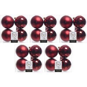 20x Donkerrode kunststof kerstballen 10 cm - Mat/glans - Onbreekbare plastic kerstballen - Kerstboomversiering donkerrood
