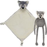 Pluche Dieren Setje Wolf Knuffel van 33 cm en Tutteldoekje 40 cm