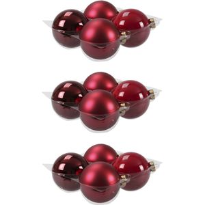 12x stuks kerstversiering kerstballen rood/donkerrood van glas - 10 cm - mat/glans - Kerstboomversiering