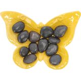 Esschert Design Bijen- en vlinder drinkschaal - geel - steen - 28 x 20 x 4,5 cm