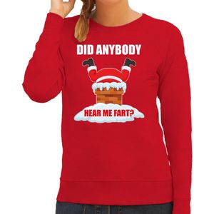 Fun Kerstsweater / kersttrui  Did anybody hear my fart rood voor dames - Kerstkleding / Christmas outfit