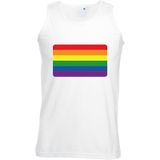 Gay pride singlet shirt/ tanktop met Regenboog vlag wit heren