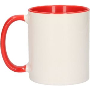 Wit met rode blanco mok - onbedrukte koffiemok