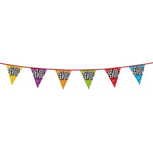 1x stuks vlaggenlijnen met glitters 40 jaar thema feestartikelen - Verjaardag versieringen - 8 meter - Plastic