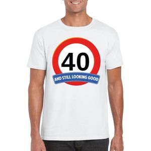 40 jaar and still looking good t-shirt wit - heren - verjaardag shirts