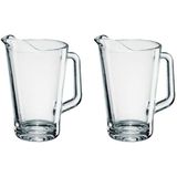 2x Glazen water karaffen van 1,5 L Conic- Sapkannen/waterkannen/schenkkannen - Pitcher/Pitchers