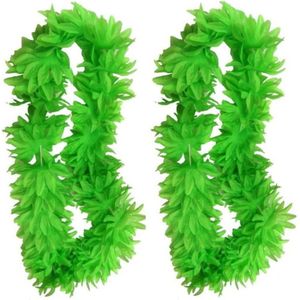6x stuks neon groene hawaii krans slinger - Hawaii feest feestartikelen