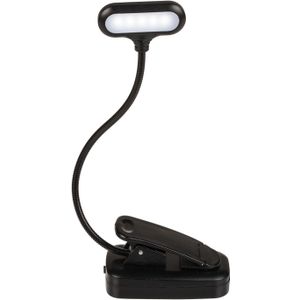 Zwarte leeslamp/bureaulamp LED met klem 28 cm - 20 uur - Oplaadbaar - Buigbare klemlampen