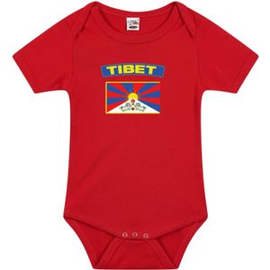 Tibet baby rompertje met vlag rood jongens en meisjes - Kraamcadeau - Babykleding - Tibet landen romper