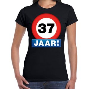 Stopbord 37 jaar verjaardag t-shirt - zwart - dames - 37e verjaardag - Happy Birthday shirts / kleding