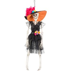 Horror decoratie hangend skelet Spaanse dame 40 cm - Halloween thema versiering poppen