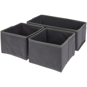 Kast opberg/opruim manden 3-delig donkergrijs 28 x 14 x 11 cm - Opbergen/opruimen