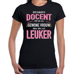 Gewone vrouw / docent / juf cadeau t-shirt zwart voor dames - beroepenshirt - kado shirt - juffrouw bedankt / verjaardag / collega