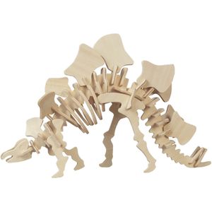 Houten Dieren 3D Puzzel Stegosaurus Dinosaurus - Speelgoed Bouwpakket 23 X 18,5 X 0,3 Cm.