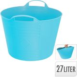 Excellent Houseware Flexibele emmer - 3x - blauw - 27 liter - kunststof - 40 x 35 cm