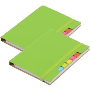 Pakket van 4x stuks schoolschriften/notitieboeken A6 gelinieerd harde kaft - groen - Inclusief pen