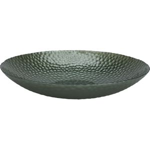 Decoratie schaal/fruitschaal - D30 cm - groen - glas - rond