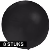 8x Grote ballonnen 60 cm zwart - Geschikt voor lucht of helium