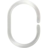 MSV Douchegordijn ophang ringen - kunststof - transparant - 12x stuks - 4 x 6 cm - universeel model