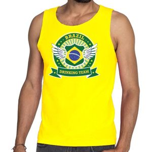 Geel Brazil drinking team tanktop / mouwloos shirt geel heren - BraziliÃ« kleding