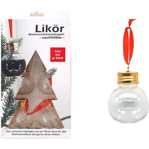 Stern Fabrik kerstballen vulbaar -likeur/drank/vloeistof - 12x -50 ml - kunststof -6cm
