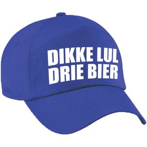 Dikke lul drie bier fun pet blauw voor dames en heren - dikke lul drie bier baseball cap - carnaval fun accessoire