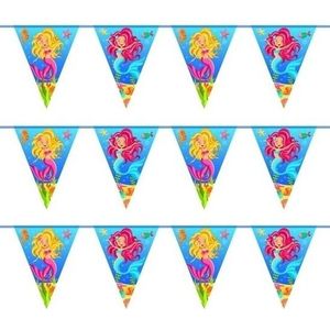3x Zeemeermin themafeest vlaggenlijnen / slingers 10 meter - Kinderfeestje/verjaardag vlaggetjes