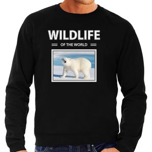 Dieren foto sweater Ijsbeer - zwart - heren - wildlife of the world - cadeau trui Ijsberen liefhebber