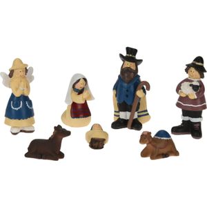 Set van 7x stuks kinder kerststal beelden/kerstbeelden -  Religieuze beelden/kerststallenfiguren