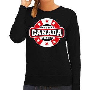 Have fear Canada is here sweater met sterren embleem in de kleuren van de Canadese vlag - zwart - dames - Canada supporter / Canadees elftal fan trui / EK / WK / kleding