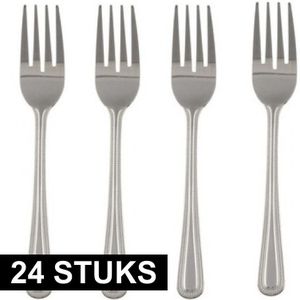 24x Gebaksvorkjes van metaal - 15,5 cm - Vorkjes voor gebak/taart - Gebaksvorken/Taartvorkjes