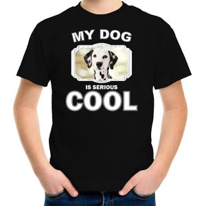 Dalmatier honden t-shirt my dog is serious cool zwart - kinderen - Dalmatiers liefhebber cadeau shirt - kinderkleding / kleding