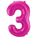 Cijfer ballonnen - Verjaardag versiering 30 jaar - 85 cm - roze