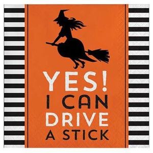 Thema feest papieren servetten heks yes i can drive a stick 48x stuks 25 x 25 cm - Halloween tafeldecoratie