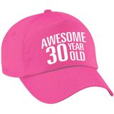 Awesome 30 year old verjaardag pet / cap roze voor dames en heren - baseball cap - verjaardags cadeau - petten / caps
