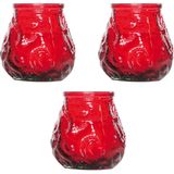 8x Rode mini lowboy tafelkaarsen 7 cm 17 branduren - Kaars in glazen houder - Horeca/tafel/bistro kaarsen - Tafeldecoratie - Tuinkaarsen