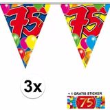 3x vlaggenlijn 75 jaar met gratis sticker