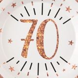 Verjaardag feest bekertjes/bordjes en servetten leeftijd - 30x - 70 jaar - rose goud