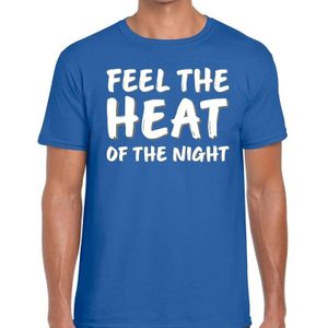 Blauw feest shirt - Feel te heat of the night voor heren