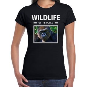 Dieren foto t-shirt Aap - zwart - dames - wildlife of the world - cadeau shirt Gorilla apen liefhebber