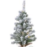 Everlands mini kerstboom - 45 cm - met sneeuw en kerstverlichting - kunstboom